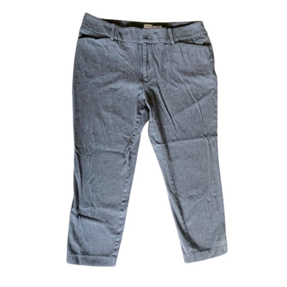A New Day Women’s Size 14 Gray Stretch Cropped Pants High-Rise Slim Fit- Cotton